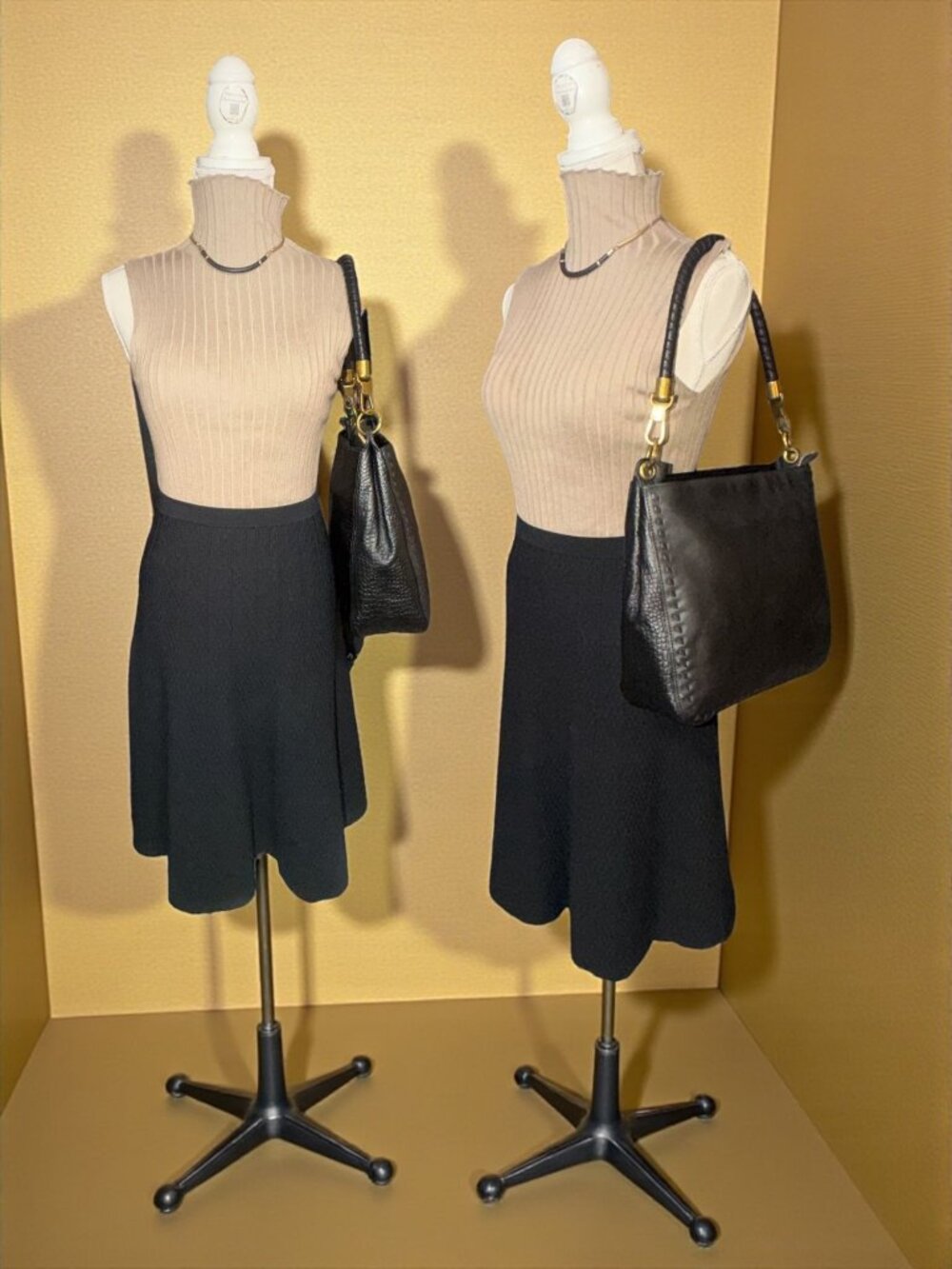 The Sak Collective Estrada Demi Bag Black Leather Brass Whipstitch Shoulder Hobo